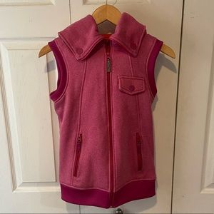 Pink zip up warm hooded vest